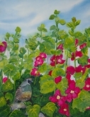 Quail and Hollyhock